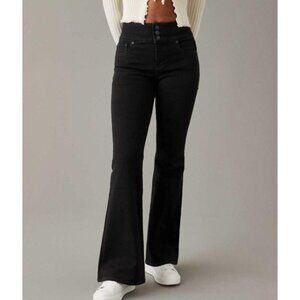 American Eagle 2 Short Black Super High Rise Flare Jeans